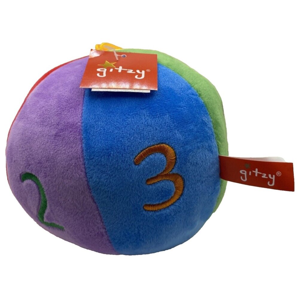 Gitzy Infant Soft Plush Round Ball Baby's First Toy Rattle Colorful 6”